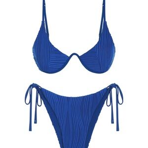 Zaful Textured Royal Blue Bikini, Small